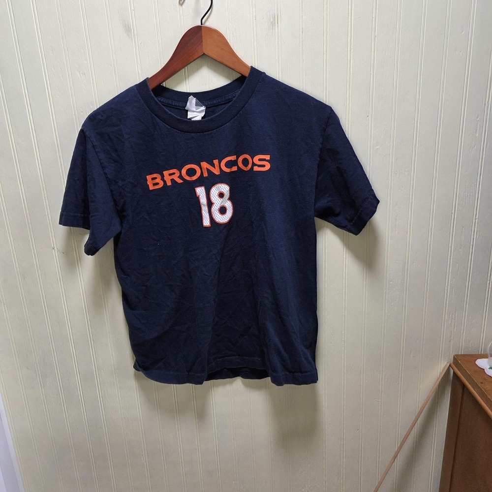 Denver Broncos Shirt Boys Large NFL Football Peyton Manning 18 NFL Team Apparel
